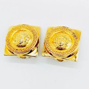 Authentic Versace Gold Medusa clip-on earrings